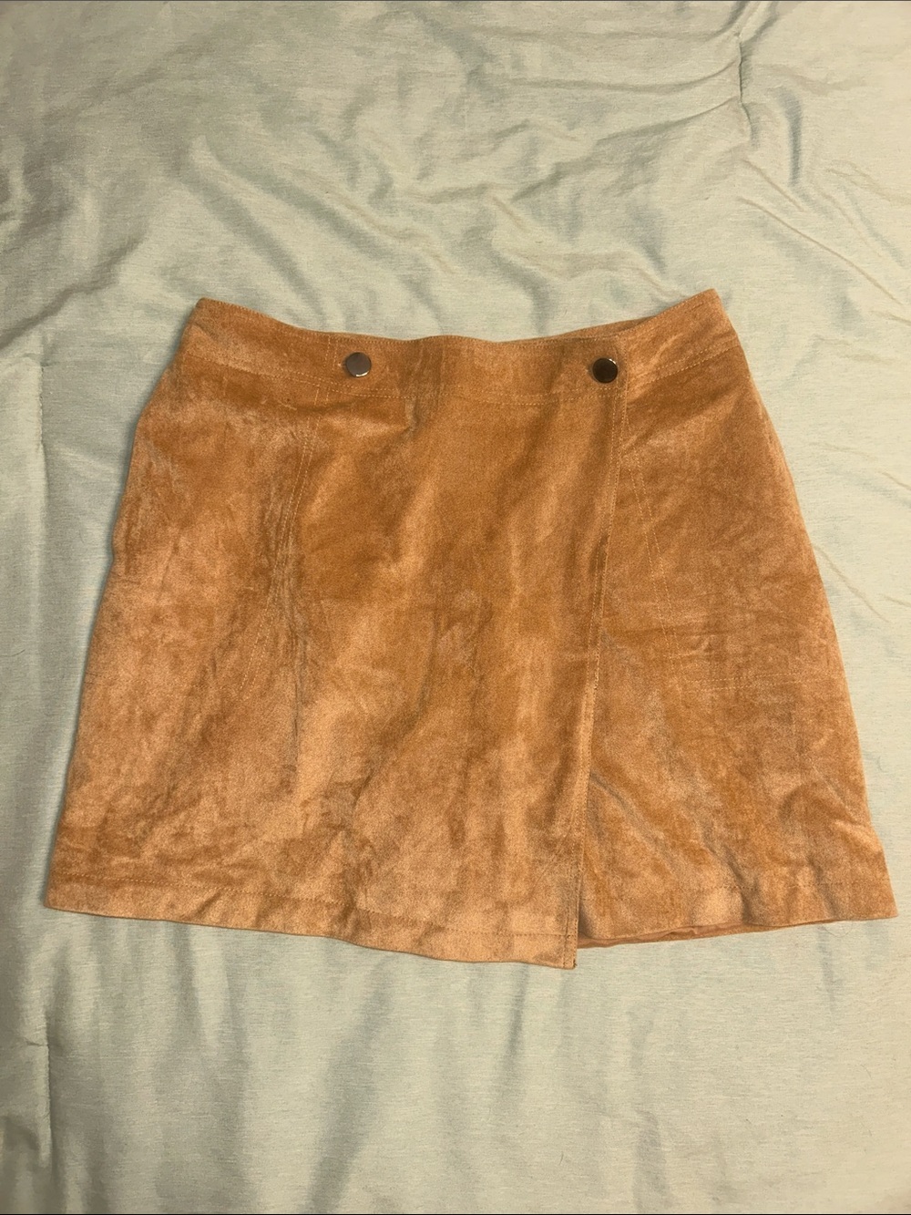 Women's Faux Suede A-Line Mini Skirt in Camel